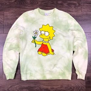 The Simpsons Women’s Green Tie-Dye Lisa Simpson Crewneck Sweater Size XS